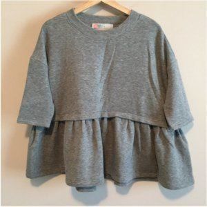 Free People Peplum Sweatshirt With Quarter Sleeves